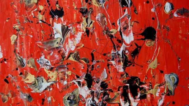 one artwork - many faces in red-gold-black